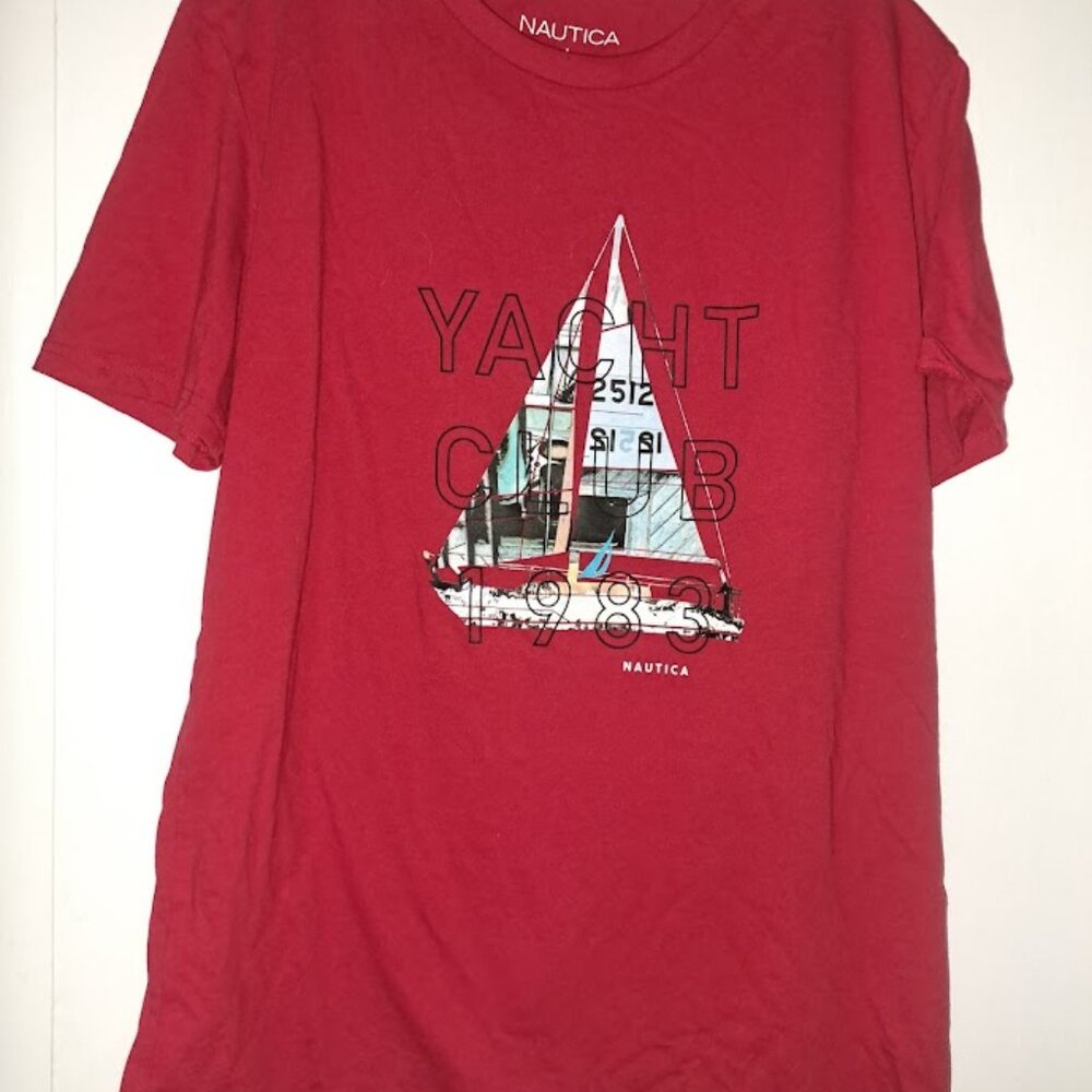 Nautica Sustainably Crafted Red Yacht Club Short Sleeve Tee shirt Size Large
